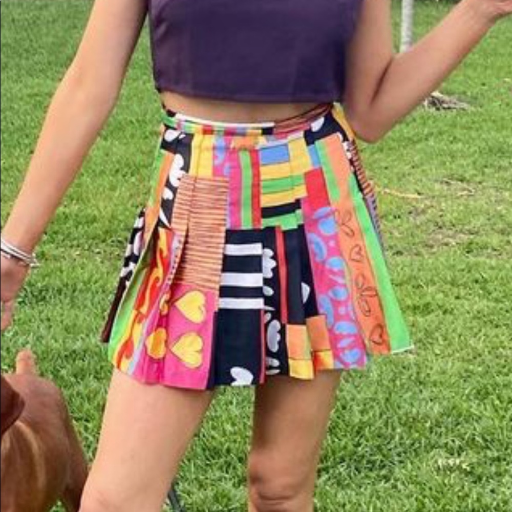 Vintage 80s TAIL pleated/abstract colorful skirt